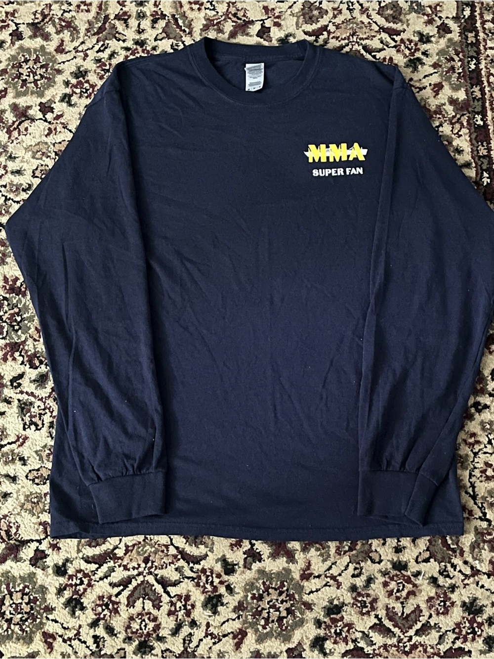 Gildan Navy Long Sleeve Tee with Yellow MMA Logo